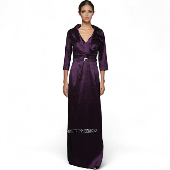 Eliza J Purple Taffeta Evening Gown Dress 6 Formal Wedding Guest Mother of Bride - Picture 2 of 12